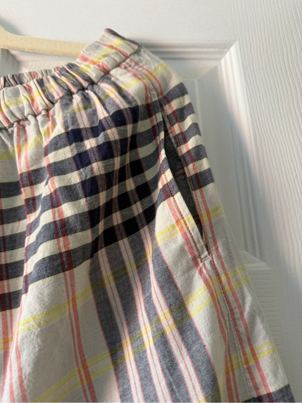 Muji Madras Check Tiered Skirt in Cream and Navy - Picture 8 of 8